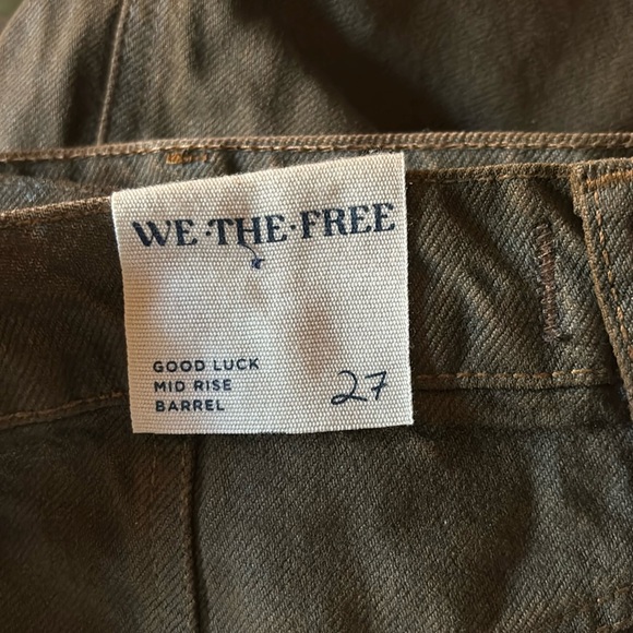 We The Free Good Luck Brown Coated Barrel Jeans New Moonsize 27